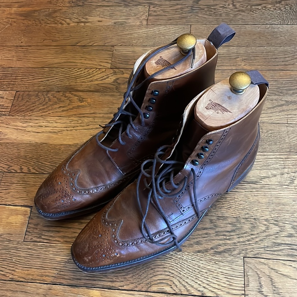 George Cleverley Bryan Brown Leather Wingtip Boot - Picture 2 of 5